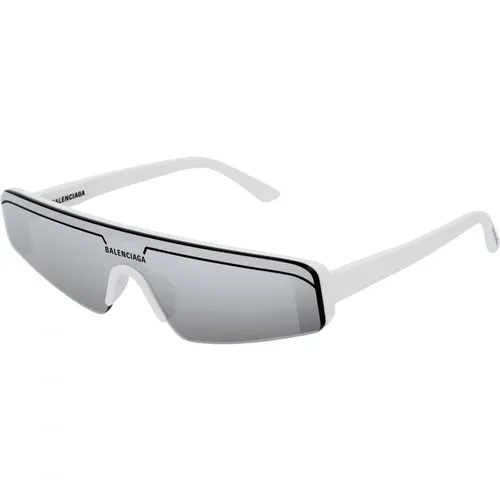 Weiße/Silberne Sonnenbrille , unisex, Größe: ONE Size - Balenciaga - Modalova