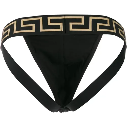 Schwarzer Greca Border Jockstrap , Herren, Größe: XL - Versace - Modalova