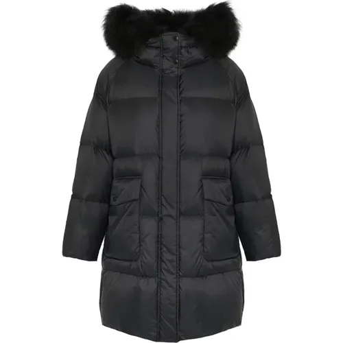 Down Coats, female, , Size: M Lambshearling Hooded Down Jacket - Yves Salomon - Modalova