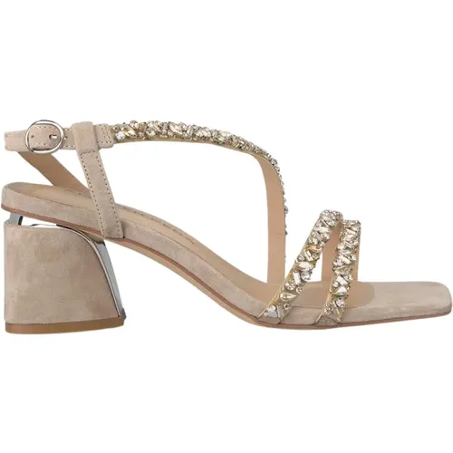 Square Toe Rhinestone Straps Sandal , female, Sizes: 6 UK, 7 UK, 4 UK, 5 UK, 8 UK - Alma en Pena - Modalova