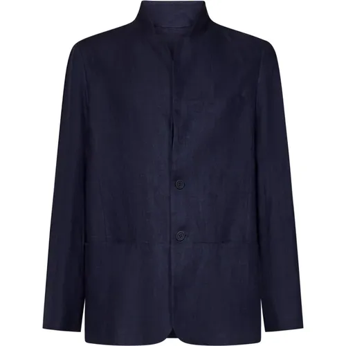 Linen Jacket with Orange Details , male, Sizes: XL - Sease - Modalova