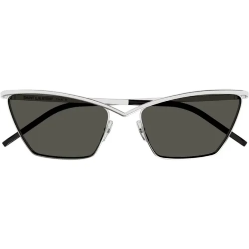 Metall Cat-Eye Sonnenbrille mit Lasergravur , unisex, Größe: ONE Size - Saint Laurent - Modalova