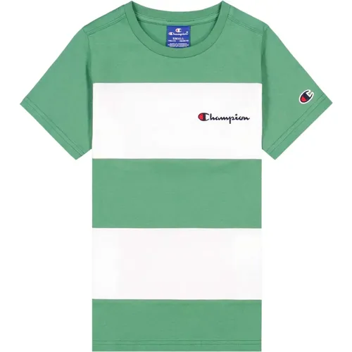 Gestreiftes T-Shirt - Grün und Weiß - Champion - Modalova