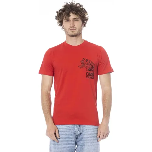 Logo-Print Kurzarm T-Shirt , Herren, Größe: XL - Cavalli Class - Modalova