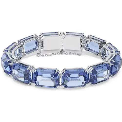 Blaues Armband mit Oktagon-Schliff im Millenia-Stil , Damen, Größe: ONE Size - Swarovski - Modalova