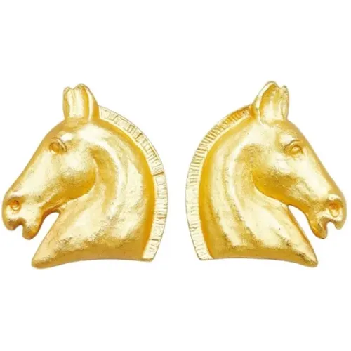 Pre-owned Jewellery, female, , Size: ONE SIZE Pre-owned Gold earrings - Hermès Vintage - Modalova