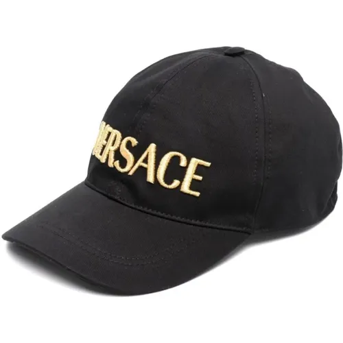 Schwarze Bestickte Logo Baseballkappe , Herren, Größe: 57 CM - Versace - Modalova