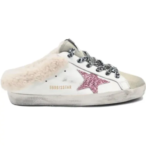 White Rose Glitter Star Sneakers , female, Sizes: 6 UK - Golden Goose - Modalova