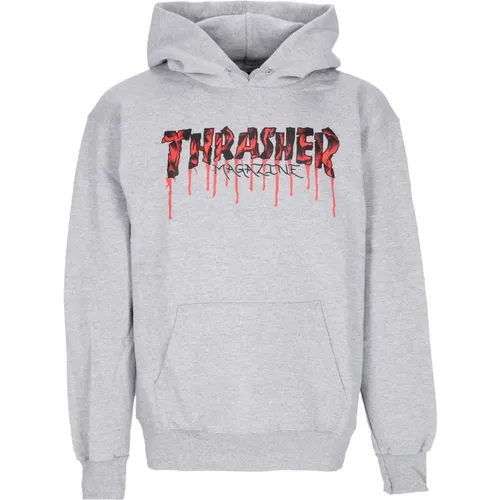 Hoodies, unisex, , Size: XL Blood Drip Hoodie Light Steel/Red - Thrasher - Modalova