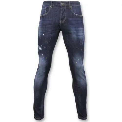 Basic Pants Men - Jeans with Color Spots - D3068 , male, Sizes: W30, W31, W33, W34, W32 - True Rise - Modalova