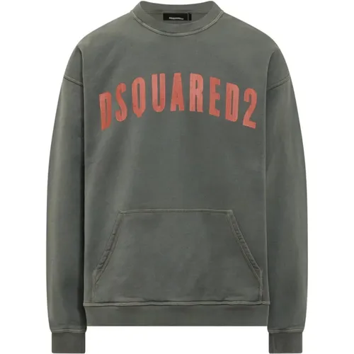 Oversized Fit Militärgrüner Sweatshirt - Dsquared2 - Modalova