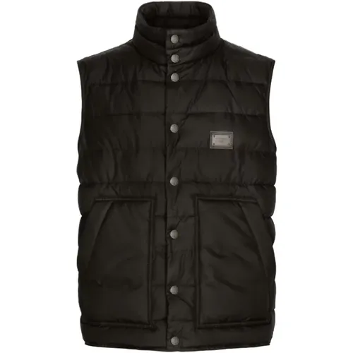 Padded Vest with Logo Plaque , male, Sizes: 2XL - Dolce & Gabbana - Modalova