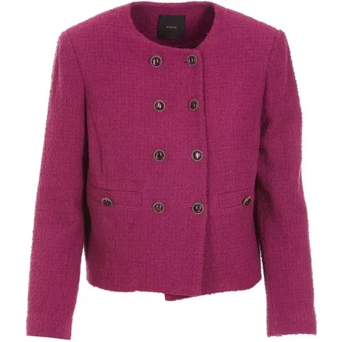 Fuchsia Baumwoll-Blazer Doppelreihige Jacke , Damen, Größe: L - pinko - Modalova