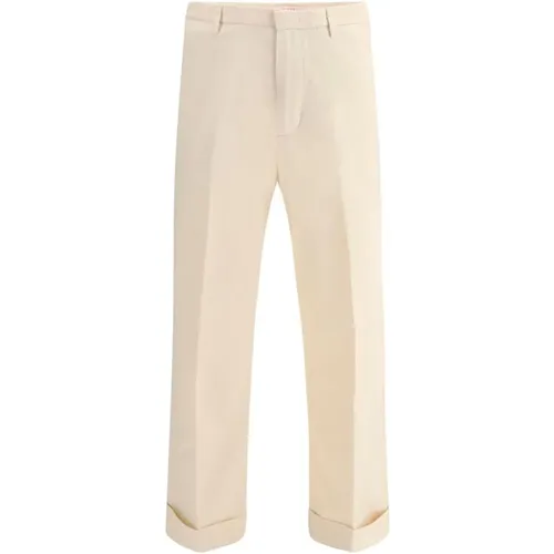 Straight Trousers, male, , Size: M Wide Leg Cotton Pants with Pockets - Valentino - Modalova