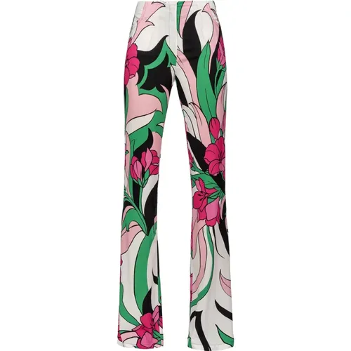 Flowing floral-print Trousers , female, Sizes: XS, S - pinko - Modalova
