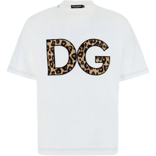 Weißes Baumwoll-T-Shirt mit Rundhalsausschnitt - Dolce & Gabbana - Modalova