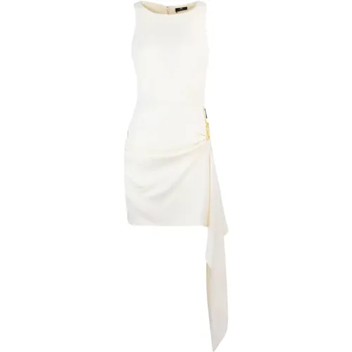 Asymmetric Ruffle Crepe Dress , female, Sizes: L - Elisabetta Franchi - Modalova