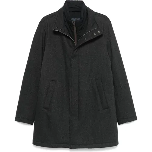 Water-Repellent Wool Coat with Zip , male, Sizes: 2XL, L, XL, 4XL - Herno - Modalova