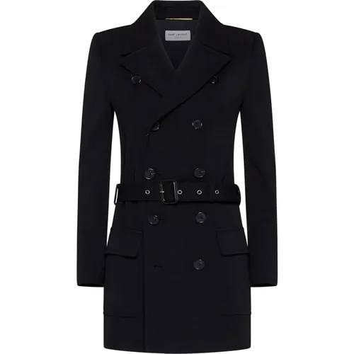 Wool Blend Double-Breasted Jacket , female, Sizes: S - Saint Laurent - Modalova