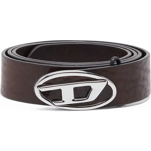 Belts, male, , Size: 85 CM Reversible leather belt with Oval D logo - Diesel - Modalova