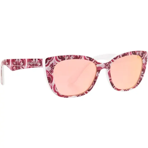 Rosa Majolika Cat-Eye Sonnenbrille , Damen, Größe: ONE Size - Dolce & Gabbana - Modalova