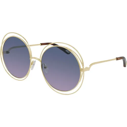 Gold/Blau Sonnenbrille , Damen, Größe: 58 MM - Chloé - Modalova