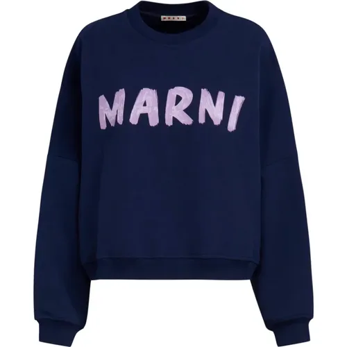 Baumwoll-Sweatshirt mit Druck , Damen, Größe: M - Marni - Modalova