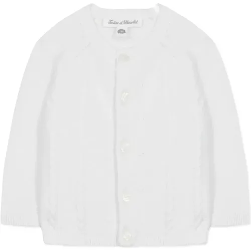 Weißer Baumwoll-Cardigan Sweater mit Knopfleiste - Tartine et Chocolat - Modalova