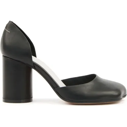 Pumps, female, , Size: 7 US Block Heel Leather Pumps - MM6 Maison Margiela - Modalova