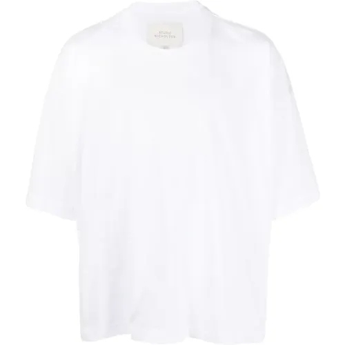Weiße Oversize Baumwoll T-shirt , Herren, Größe: S - Studio Nicholson - Modalova
