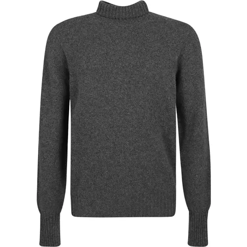 Turtlenecks, male, , Size: L Anthracite Lambswool Roll Neck Sweater - Drumohr - Modalova