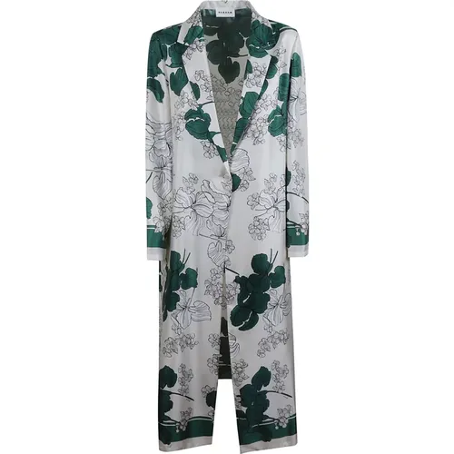 Single-Breasted Coats, female, , Size: M Emerald Green Silk Twill Duster - P.a.r.o.s.h. - Modalova