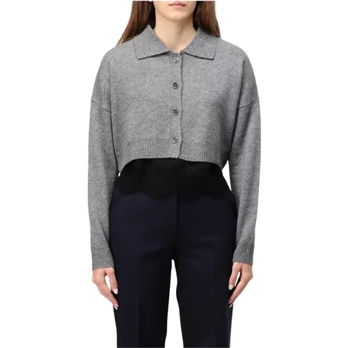 Cardigans, female, , Size: M Cropped Wool Cardigan - pinko - Modalova