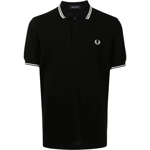 Polo Shirt Doppelstreifen Schwarz , Herren, Größe: XL - Fred Perry - Modalova