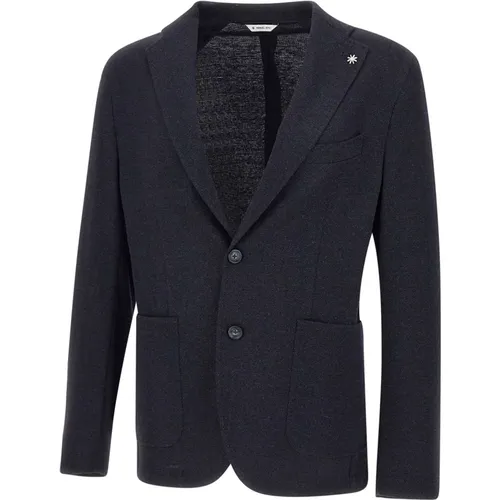 Blazers, male, , Size: 3XL Textured Blazer with Lapels - Manuel Ritz - Modalova