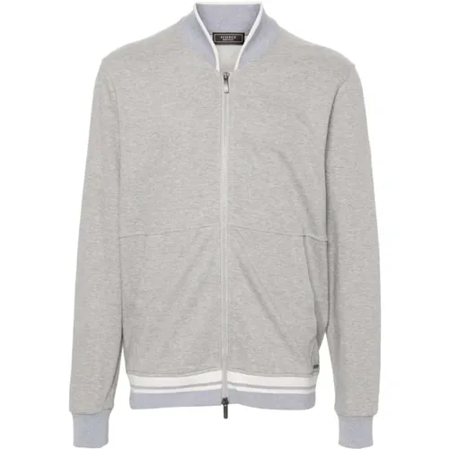 Grey Cotton Zip Sweatshirt , male, Sizes: 2XL - PESERICO - Modalova