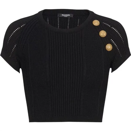 Knit Sweater Gold Buttons , female, Sizes: XS, S, M - Balmain - Modalova