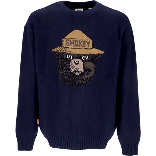 Round-neck Knitwear, male, , Size: L Jacquard Sweater Smokey Bear Eclipse Navy - Element - Modalova