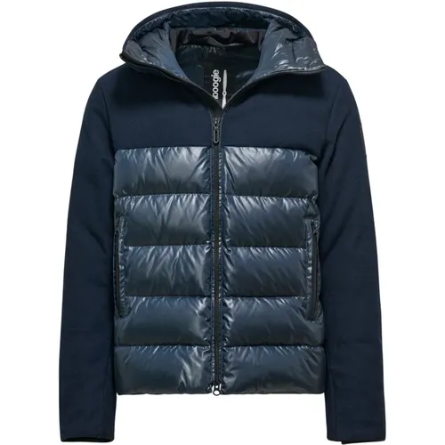 Two-material Down Jacket with Maxi Hood , male, Sizes: S, M, XL, L, 2XL, 3XL - BomBoogie - Modalova