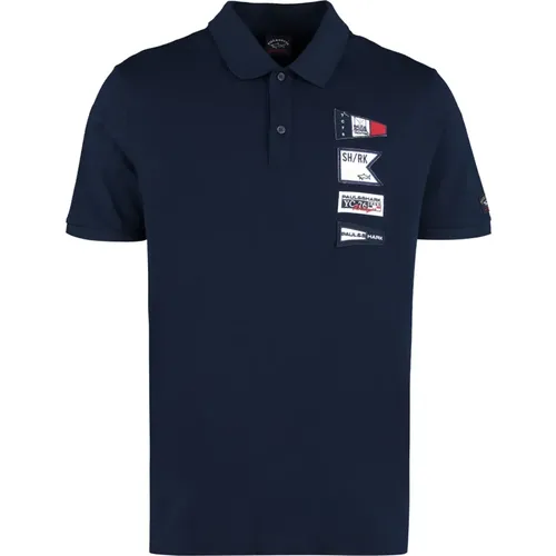 Baumwoll-Polo-Shirt mit Patches , Herren, Größe: XL - PAUL & SHARK - Modalova