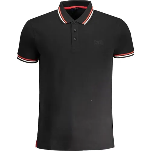 Schwarzes Baumwoll-Poloshirt mit Stickerei , Herren, Größe: 2XL - Cavalli Class - Modalova