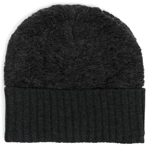 Beanies, male, , Size: M Ribbed Wool Beanie Hat - MM6 Maison Margiela - Modalova