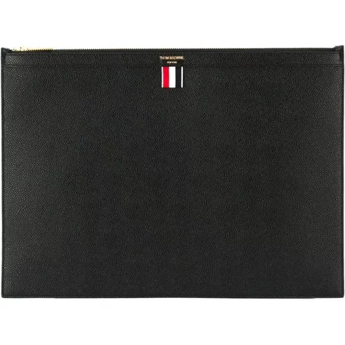 Bags, male, , Size: ONE SIZE Leather Laptop Holder Zipper - Thom Browne - Modalova