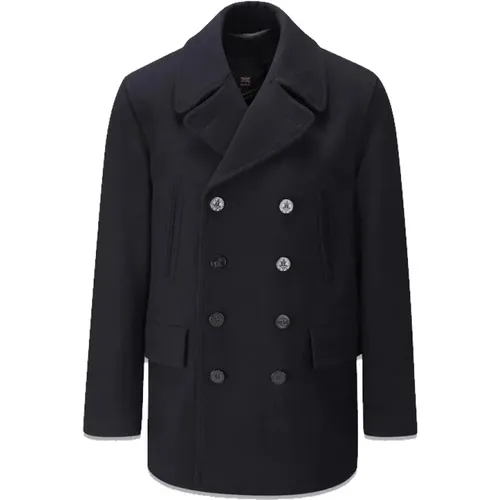 Double-Breasted Coats, male, , Size: M Churchill Reefer Peacoat Navy - Gloverall - Modalova