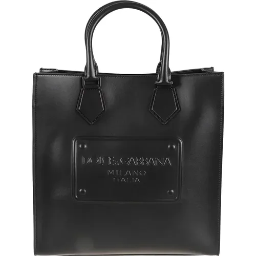 Schwarze Shopping Vit.Liscio Embo Tasche - Dolce & Gabbana - Modalova