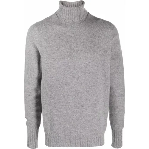 Turtlenecks, male, , Size: L Grey Lambswool Roll-neck Sweater - Drumohr - Modalova