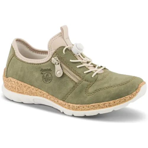 Grüne Schuhe aus Kunstleder mit Reißverschluss und elastischen Schnürsenkeln , Damen, Größe: 41 EU - Rieker - Modalova