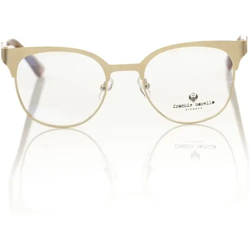 Glasses, unisex, , Size: ONE SIZE Gold Clubmaster Eyeglasses with Geometric Pattern - Frankie Morello - Modalova