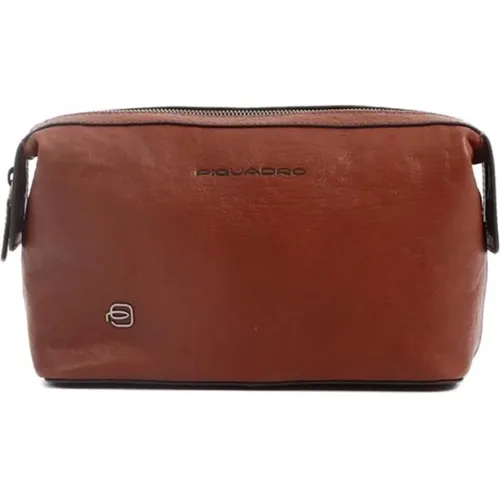 Toilet Bags, unisex, , Size: ONE SIZE Leather Clutch Beauty Case - Piquadro - Modalova