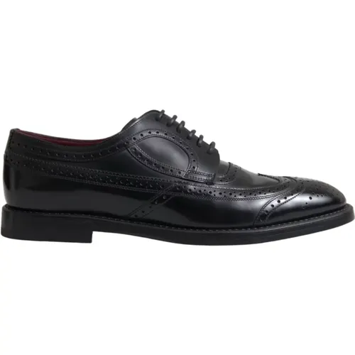 Leather Oxford Wingtip Formal Shoes , male, Sizes: 8 UK - Dolce & Gabbana - Modalova